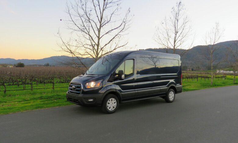 The all-electric 2022 Ford E-Transit van is suitable for equipment