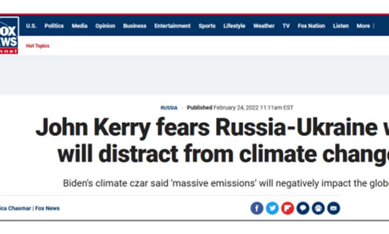 John Kerry is concerned that the Russia-Ukraine war will affect climate change