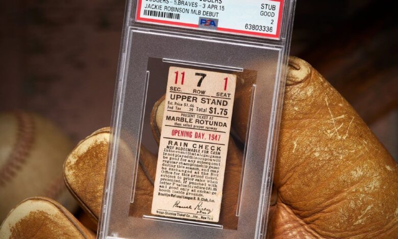 Jackie Robinson's debut box office '47 sold for a record $480K;  Michael Jordan '84 premiere ticket earns $468K