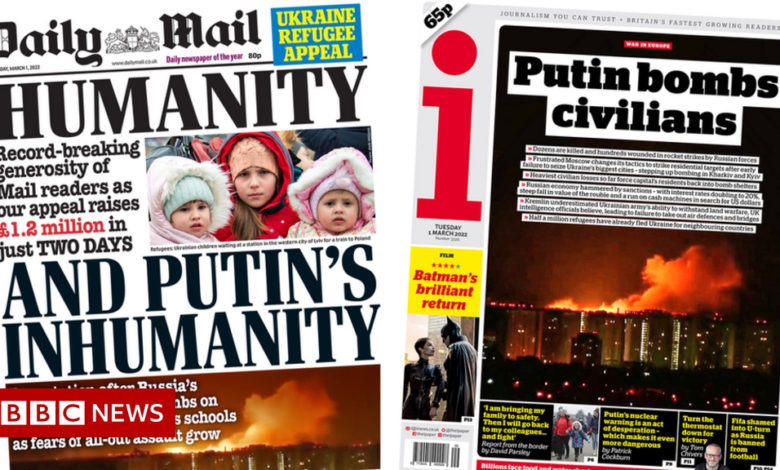 Press headlines: 'Putin's inhumanity' when Ukrainian civilians were killed