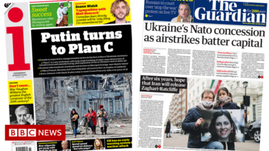 Newspaper headlines: Zelensky 'concedes to Nato' as Putin 'switches to Plan C'