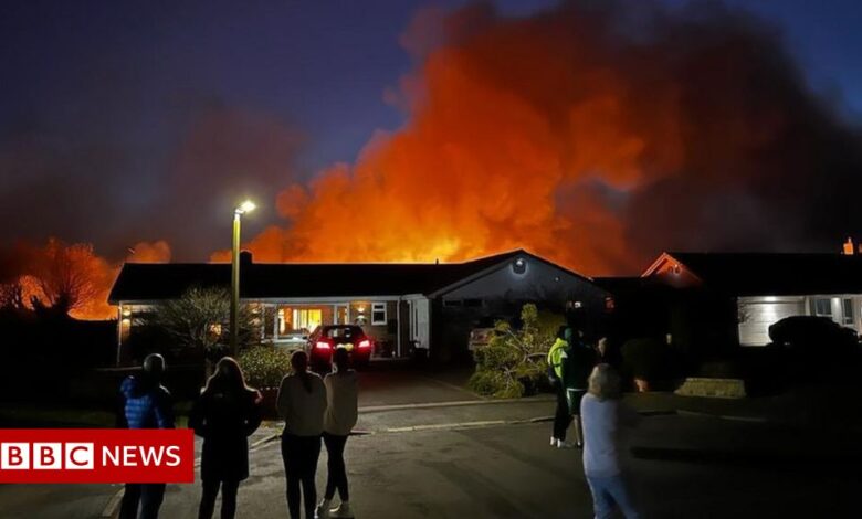 The 'wall of fire' when the fire in the Wirral swamp broke out