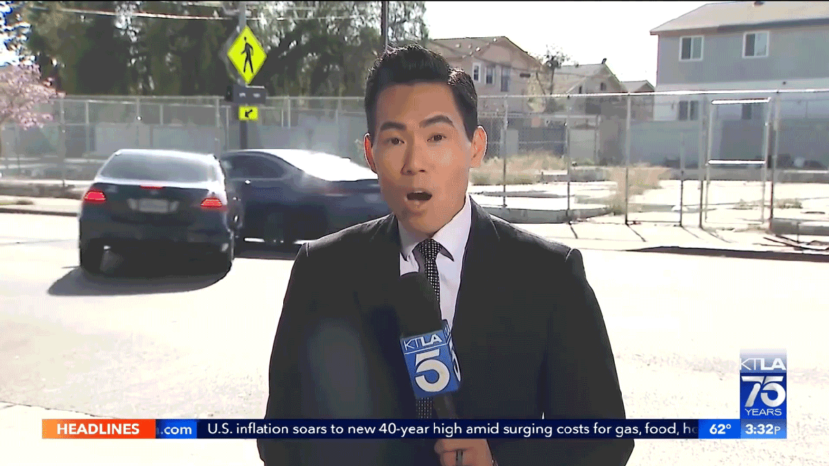 Car accident interrupts TV news Report an attack and run