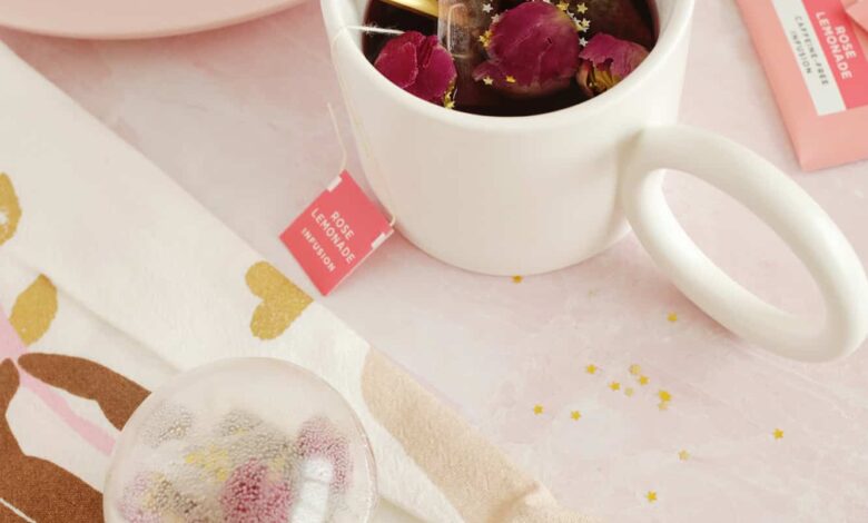 tea with flowers and sprinkle stars in it