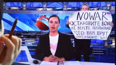 Protesters on Russian TV news of arrest: NPR