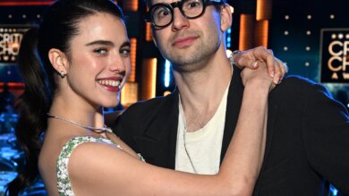 Margaret Qualley and Jack Antonoff stay close on date night