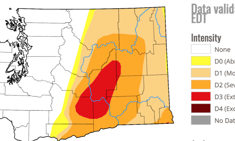 A large part of Washington State is in severe drought?