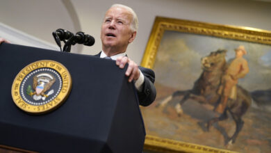 President Joe Biden delivers remarks on the Russian invasion of Ukraine in the Roosevelt Room of the White House, on April 21, 2022, in Washington, D.C.