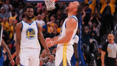 Stephen Curry scores 34 points in 23 minutes as Golden State Warriors overtake Denver Nuggets to take control of the series