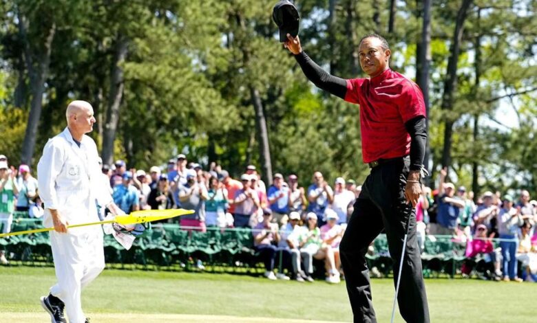 Tiger Woods plays in circles at the Southern Hills venue on a potential scouting trip for the 2022 PGA Championship