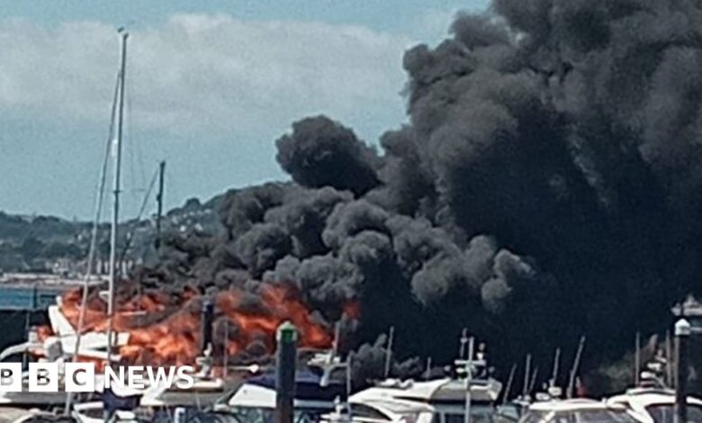 Huge fire broke out on superyacht in Torquay harbour