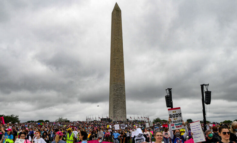 Thousands gather at marches demanding abortion rights