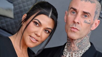 Kourtney Kardashian and Travis Barker are seen on a boat in Italy ahead of their big wedding