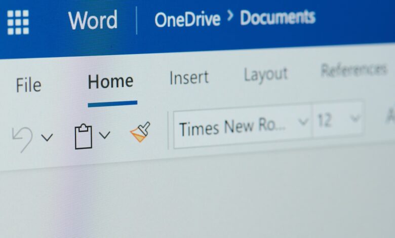 Microsoft Word User Interface with a focus on the font.
