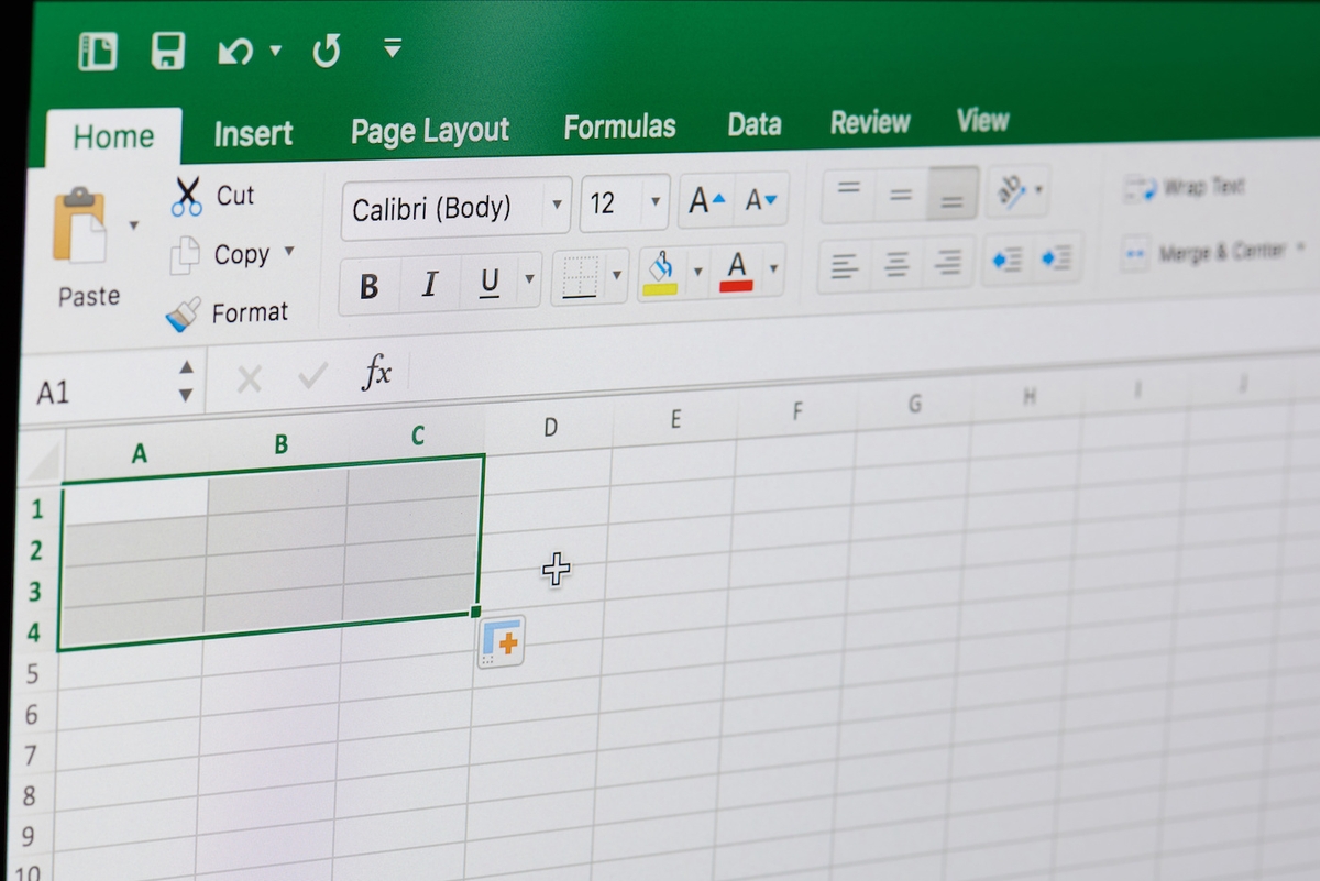 Microsoft Office excel application menu