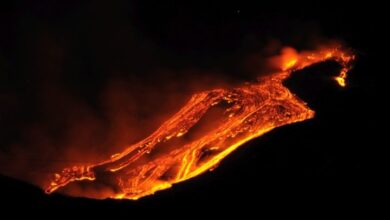 Etna Volcano Eruption January 12th 2011. View from the East side. Image credit:  gnuckx via Flickr, Public Domain