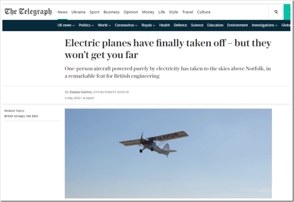 Battery powered flight – Still an electric current - Increased efficiency with that?