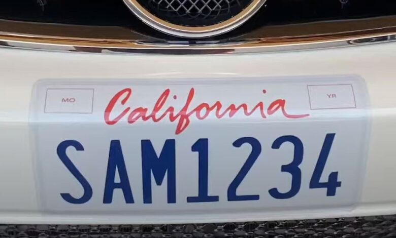 California's pilot program allows front license plates to be pasted