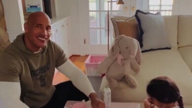 Dwayne Johnson having a lovely tea party with her daughter