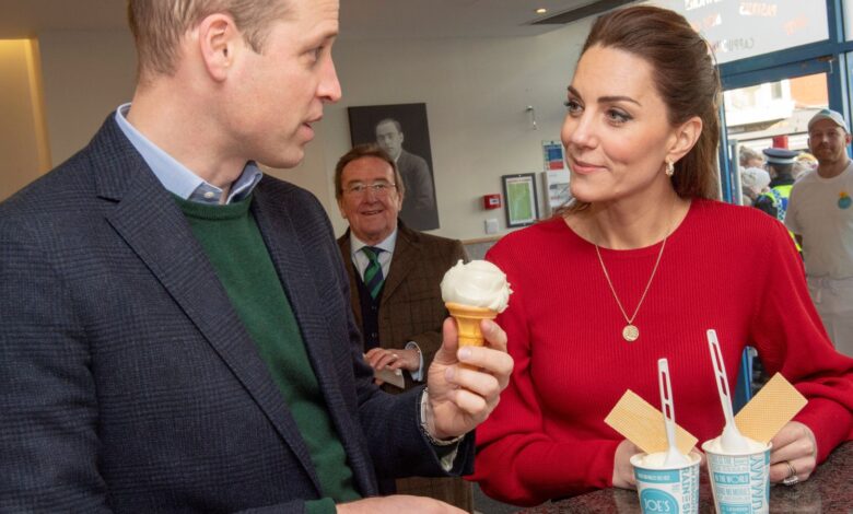 Prince William, Duke of Cambridge and Catherine, Duchess of Cambridge visit Joe’s Ice Cream Parlour where they met a group of local parents and carers to hear about life in the Mumbles, Swansea in south Wales, Britain February 4, 2020. Arthur Edwards/Pool via REUTERS