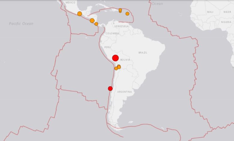 A 6.9 magnitude earthquake has hit southern Peru. Pic: USGS