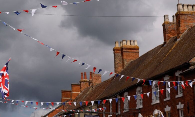Stony Stratford in Buckinghamshire is decked out in Union Jack flags and bunting ahead of planned celebrations for the Queen's Platinum Jubilee