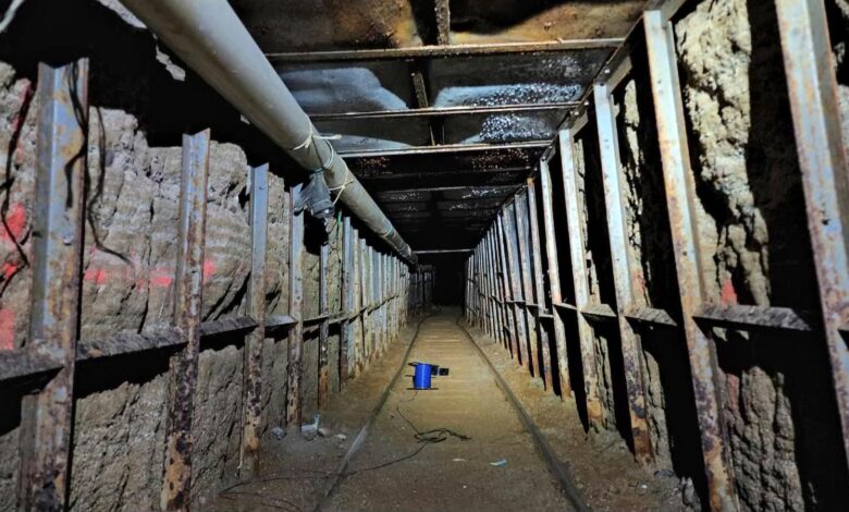 The inside of the US-Mexico border tunnel. Pic: AP