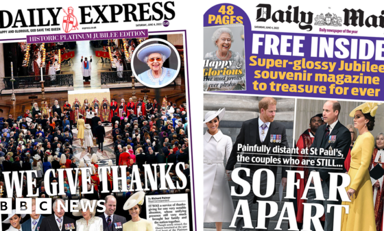 Newspaper headline: 'We thank you' and 'together...but still apart' during Holidays