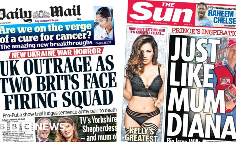 Newspaper headlines: 'outraged' at death penalty and 'William looks like Diana'