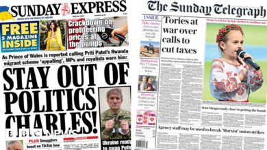 Newspaper headlines: 'Stay away from Charles politics' and 'Cries in the fight for tax cuts'