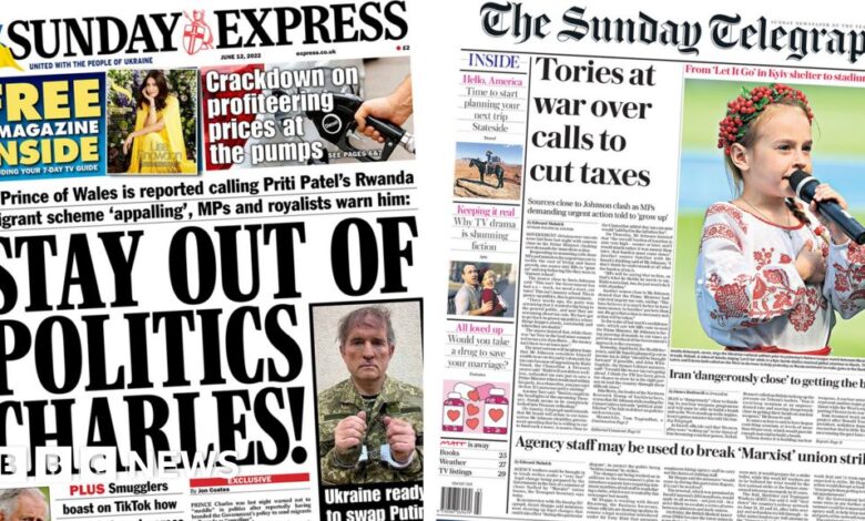 Newspaper headlines: 'Stay away from Charles politics' and 'Cries in the fight for tax cuts'