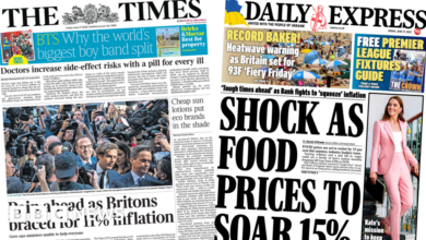 Newspaper headlines: Warning of 'pain ahead' with inflation hitting 11%