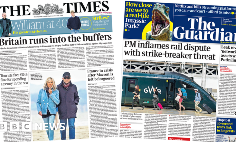 The Papers: UK 'crashed' as PM 'blowns up' rail dispute