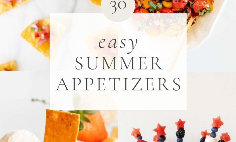 a graphic with various images of appetizers, title reads