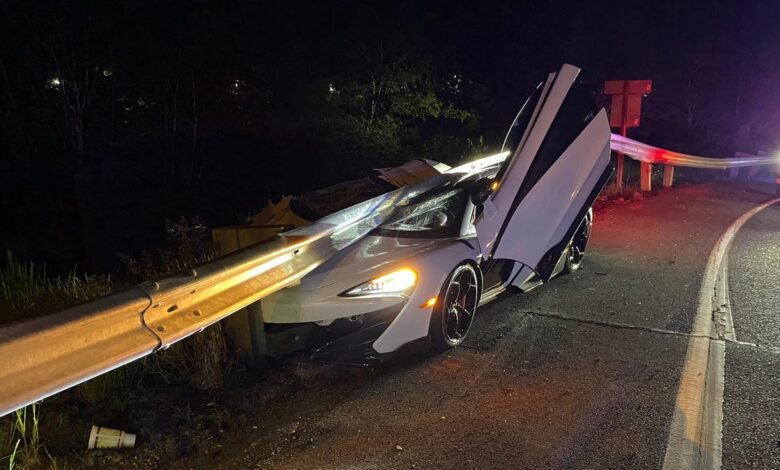 McLaren 600LT split by Guardrail, abandoned in Washington state