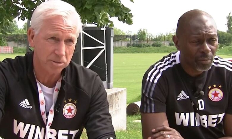 Alan Pardew and his assistant manager Alex Dyer have left CSKA Sofia. Pic Sky Sports News