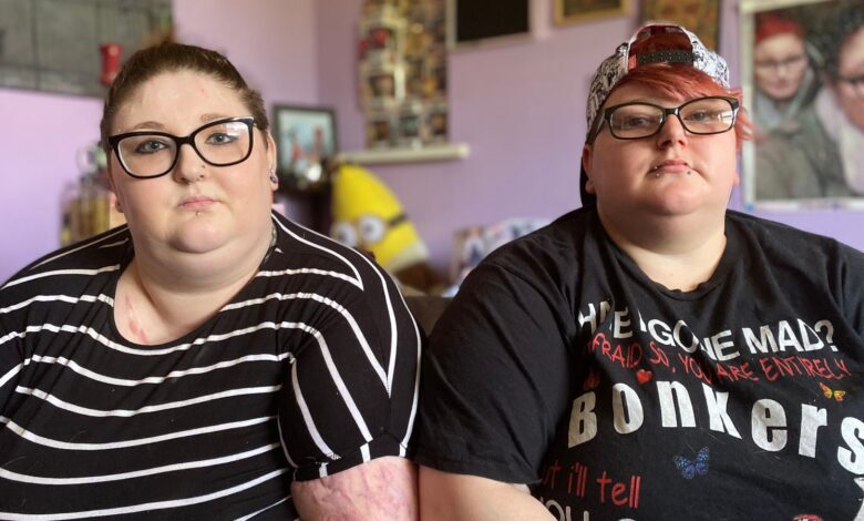 Katie (L) and her partner Jamie (R) were left traumatised by how long they had to wait in A&E