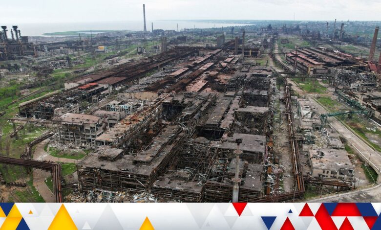 A view shows destroyed facilities of Azovstal Iron and Steel Works during Ukraine-Russia conflict in the southern port city of Mariupol, Ukraine May 22, 2022. Picture taken with a drone. REUTERS/Pavel Klimov     TPX IMAGES OF THE DAY