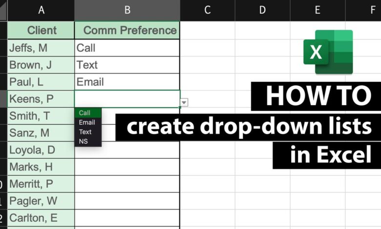 How to create a drop-down list in Microsoft Excel