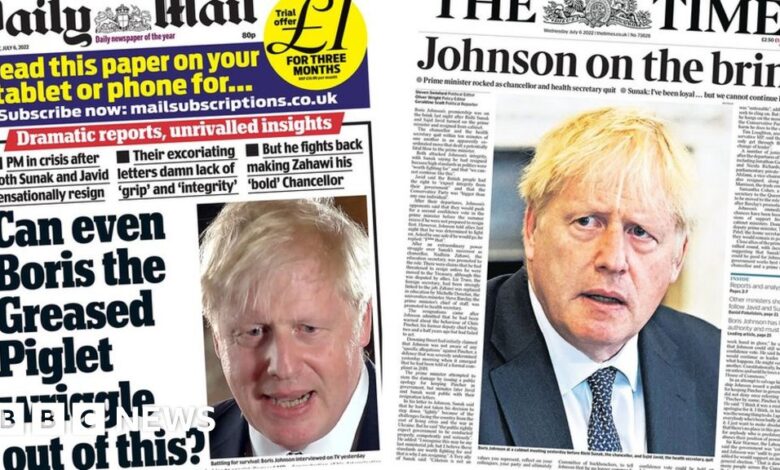 The Papers: Johnson 'on the brink' and 'fighting for survival'