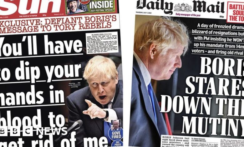 Newspaper headlines: Johnson 'fights for life' and 'gazes on mutiny'