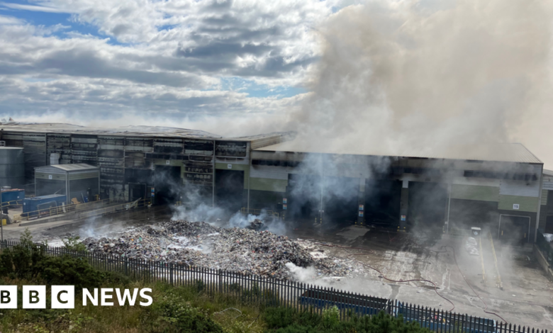 Water supplies affected as crews tackle recycling plant fire