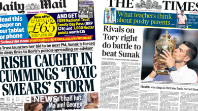 Press headlines: 'Tory rivals scramble' amid 'malicious smears'