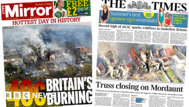 Newspaper headlines: 'British on fire' and 'Closed bets at Mordaunt'
