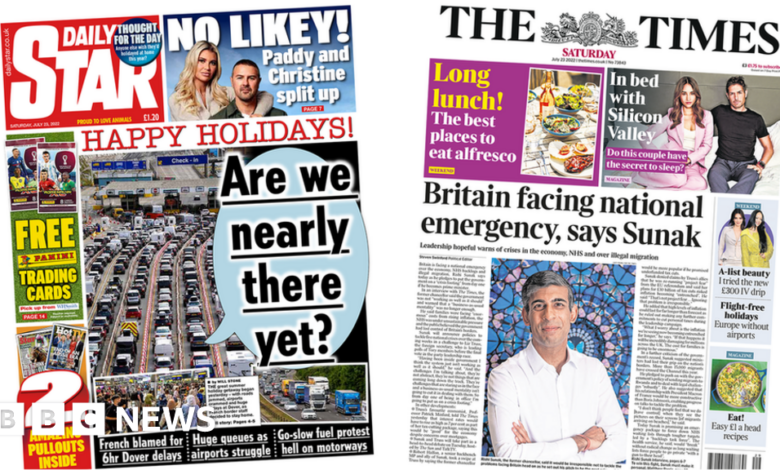 The Papers: 'Wish you weren't here' and Sunak's crisis warning