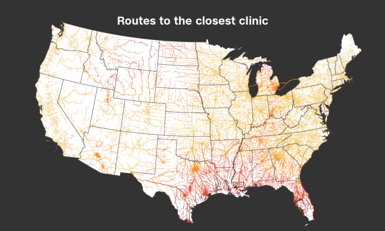 This is how far an abortion clinic from your county