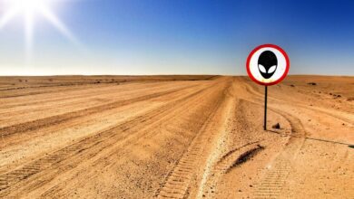 Area 51 alien warning sign - artistic impression. Image credit: Pxhere, CC0 Public Domain