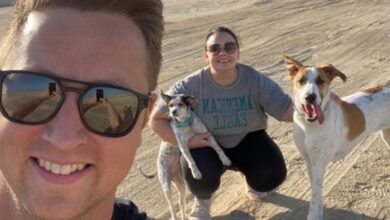 Navy couple rescues two abused puppies from certain death in Middle East
