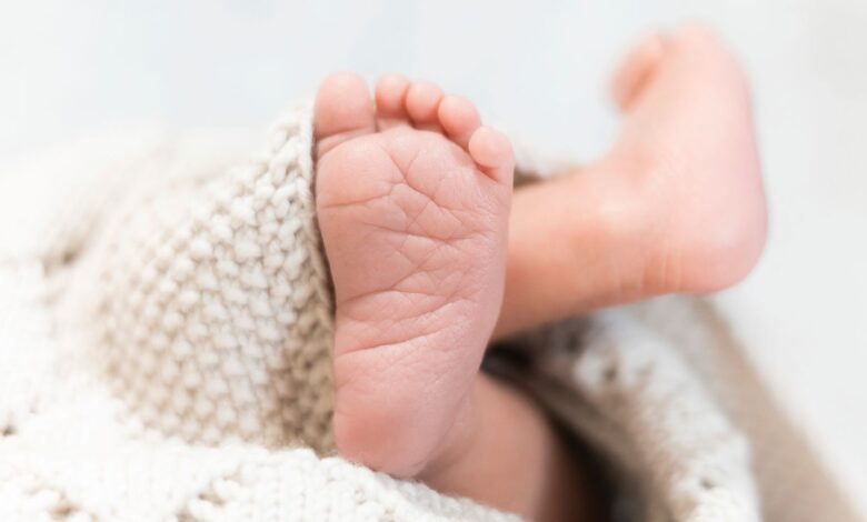 A baby's feet. Photo by: Silas Stein/picture-alliance/dpa/AP Images