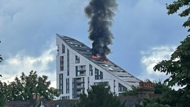 A flat in Bromley on fire. Pic: Joe Wells